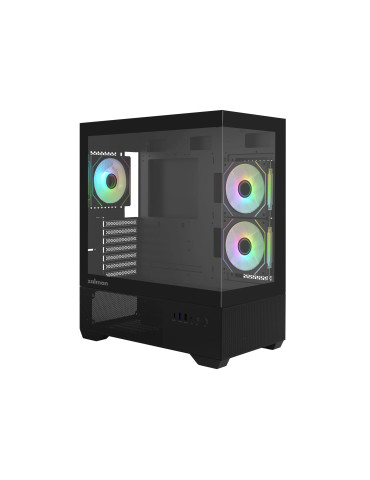 Кутия Zalman Chronix BLACK V2, Middle Tower ATX, Tempered Glass, 3x120mm A-RGB, USB-C - Chronix-BLACK-V2 - 1