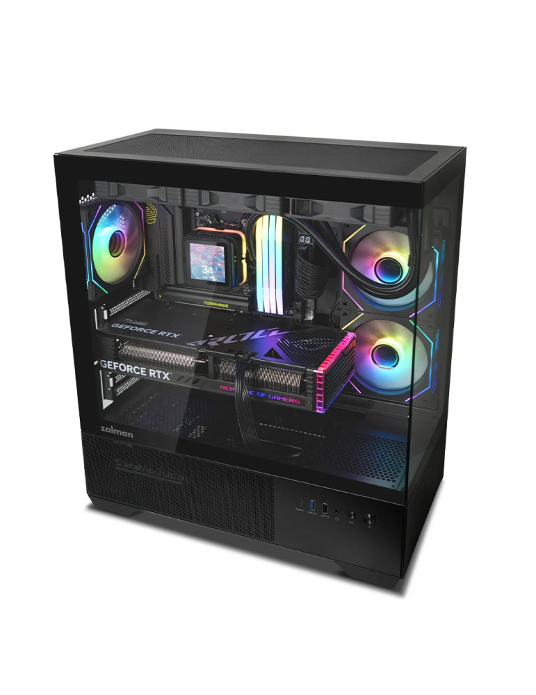 Кутия Zalman Chronix BLACK V2, Middle Tower ATX, Tempered Glass, 3x120mm A-RGB, USB-C - Chronix-BLACK-V2 - 3