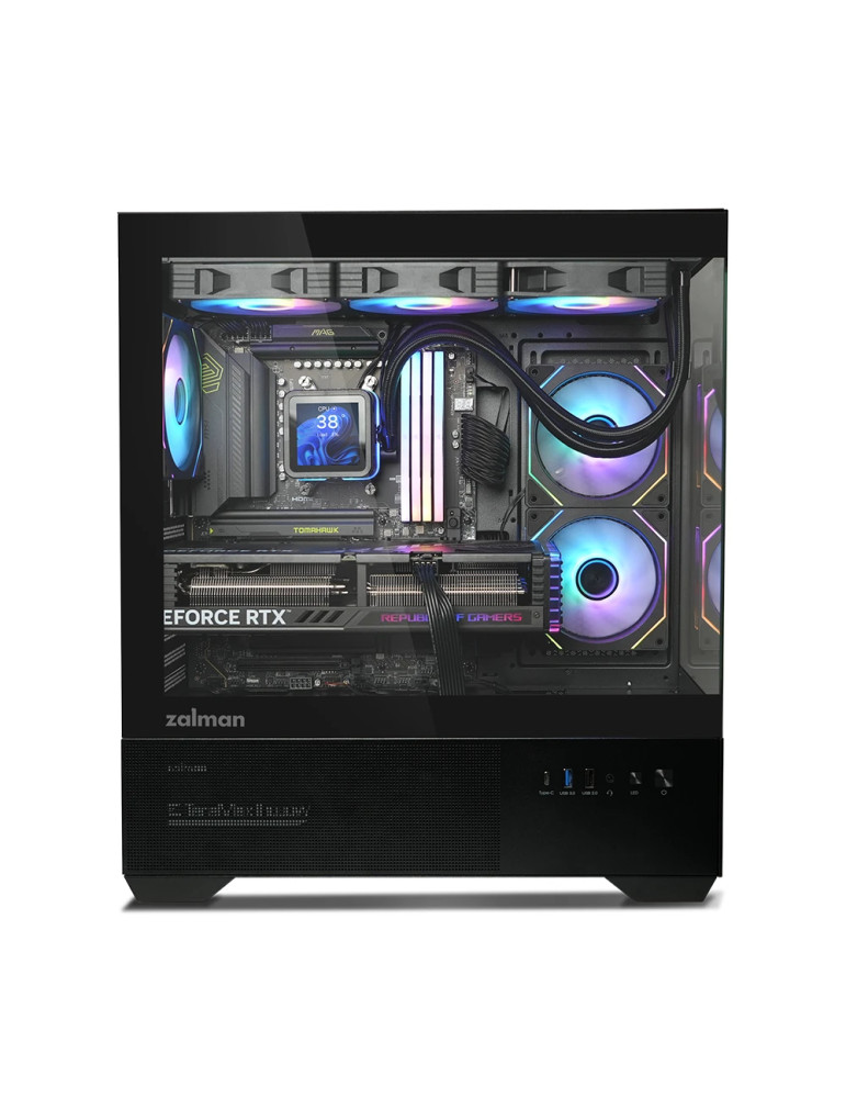 Кутия Zalman Chronix BLACK V2, Middle Tower ATX, Tempered Glass, 3x120mm A-RGB, USB-C - Chronix-BLACK-V2 - 4