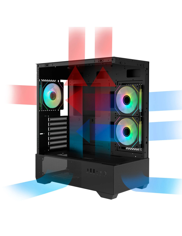 Кутия Zalman Chronix BLACK V2, Middle Tower ATX, Tempered Glass, 3x120mm A-RGB, USB-C - Chronix-BLACK-V2 - 10