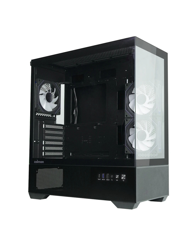 Кутия Zalman Chronix BLACK V2, Middle Tower ATX, Tempered Glass, 3x120mm A-RGB, USB-C - Chronix-BLACK-V2 - 8