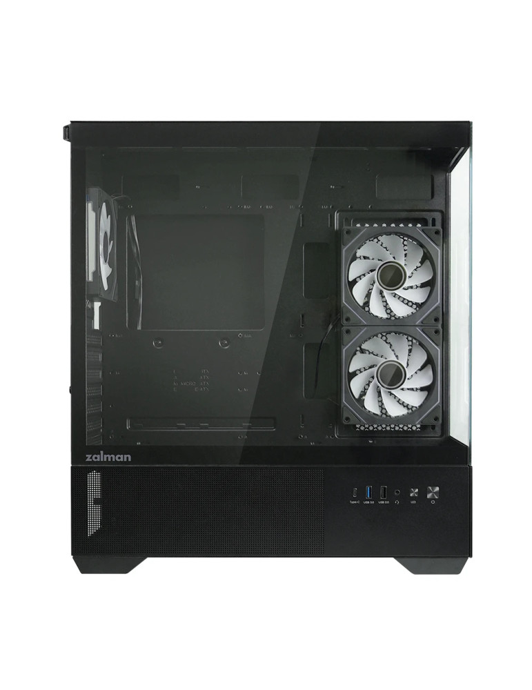 Кутия Zalman Chronix BLACK V2, Middle Tower ATX, Tempered Glass, 3x120mm A-RGB, USB-C - Chronix-BLACK-V2 - 9