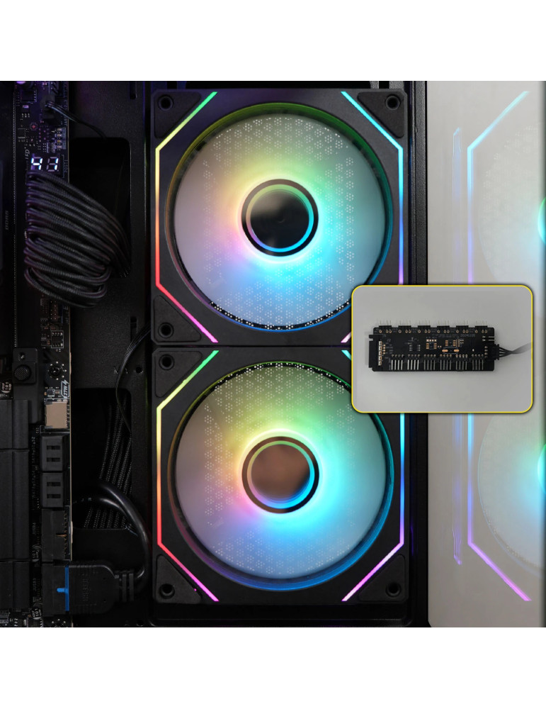 Кутия Zalman Chronix BLACK V2, Middle Tower ATX, Tempered Glass, 3x120mm A-RGB, USB-C - Chronix-BLACK-V2 - 21