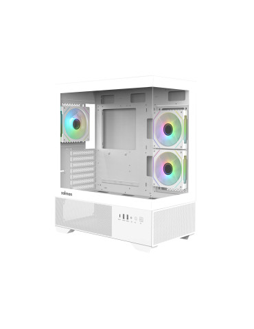 Компютърна кутия Zalman Chronix White V2 ATX, Middle Tower, 3x120mm A-RGB, USB-C, Tempered Glass - 1