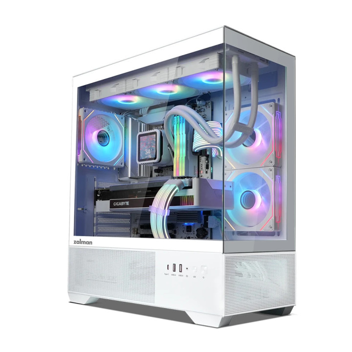 Компютърна кутия Zalman Chronix White V2 ATX, Middle Tower, 3x120mm A-RGB, USB-C, Tempered Glass - 2