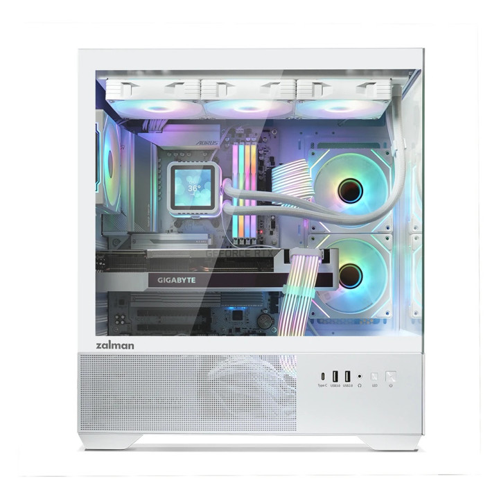 Компютърна кутия Zalman Chronix White V2 ATX, Middle Tower, 3x120mm A-RGB, USB-C, Tempered Glass - 4