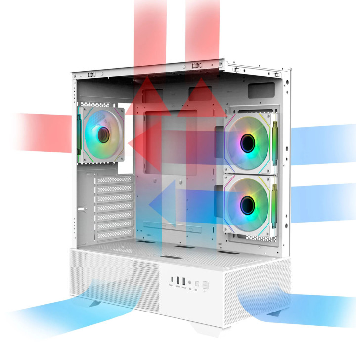 Компютърна кутия Zalman Chronix White V2 ATX, Middle Tower, 3x120mm A-RGB, USB-C, Tempered Glass - 8