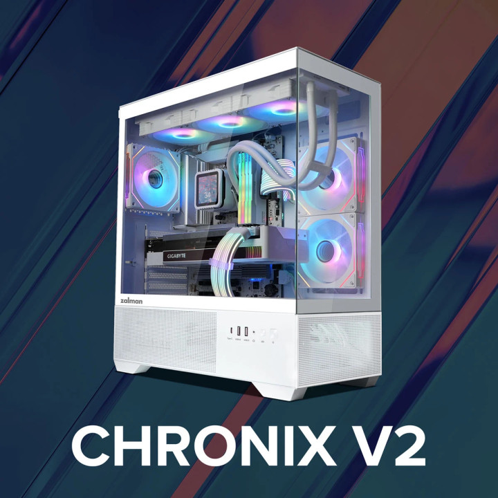Компютърна кутия Zalman Chronix White V2 ATX, Middle Tower, 3x120mm A-RGB, USB-C, Tempered Glass - 9