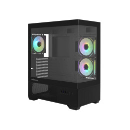 Компютърна кутия Zalman Chronix Black V2, ATX Middle Tower, Tempered Glass, 3x120mm A-RGB, USB-C - CHRONIX-BLACK-V2 - 1