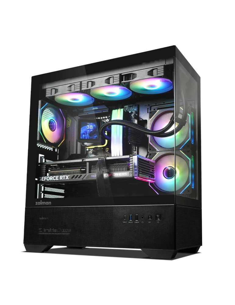 Компютърна кутия Zalman Chronix Black V2, ATX Middle Tower, Tempered Glass, 3x120mm A-RGB, USB-C - CHRONIX-BLACK-V2 - 2