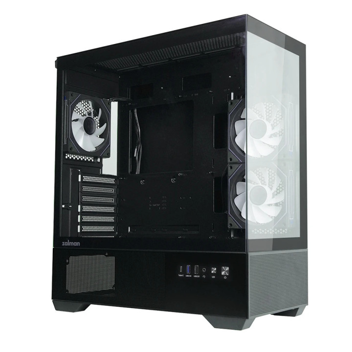 Компютърна кутия Zalman Chronix Black V2, ATX Middle Tower, Tempered Glass, 3x120mm A-RGB, USB-C - CHRONIX-BLACK-V2 - 8