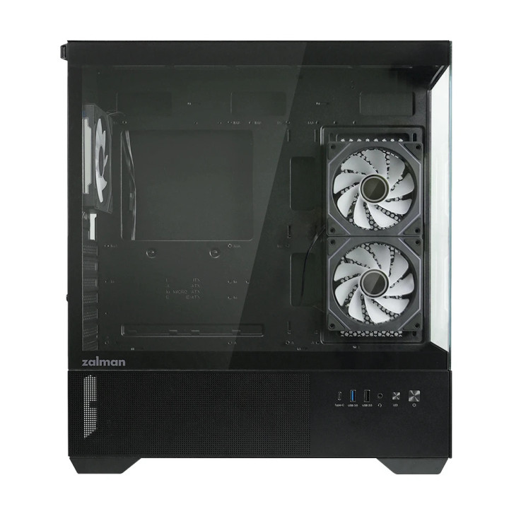 Компютърна кутия Zalman Chronix Black V2, ATX Middle Tower, Tempered Glass, 3x120mm A-RGB, USB-C - CHRONIX-BLACK-V2 - 9