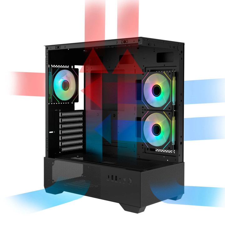 Компютърна кутия Zalman Chronix Black V2, ATX Middle Tower, Tempered Glass, 3x120mm A-RGB, USB-C - CHRONIX-BLACK-V2 - 10