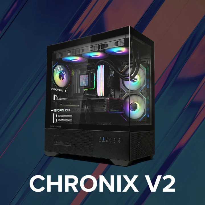 Компютърна кутия Zalman Chronix Black V2, ATX Middle Tower, Tempered Glass, 3x120mm A-RGB, USB-C - CHRONIX-BLACK-V2 - 13