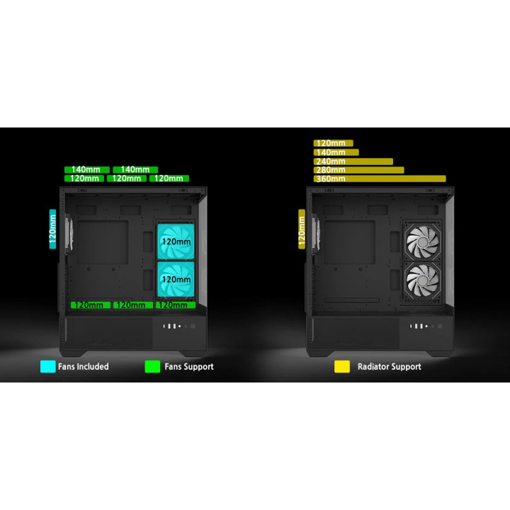 Компютърна кутия Zalman Chronix Black V2, ATX Middle Tower, Tempered Glass, 3x120mm A-RGB, USB-C - CHRONIX-BLACK-V2 - 14