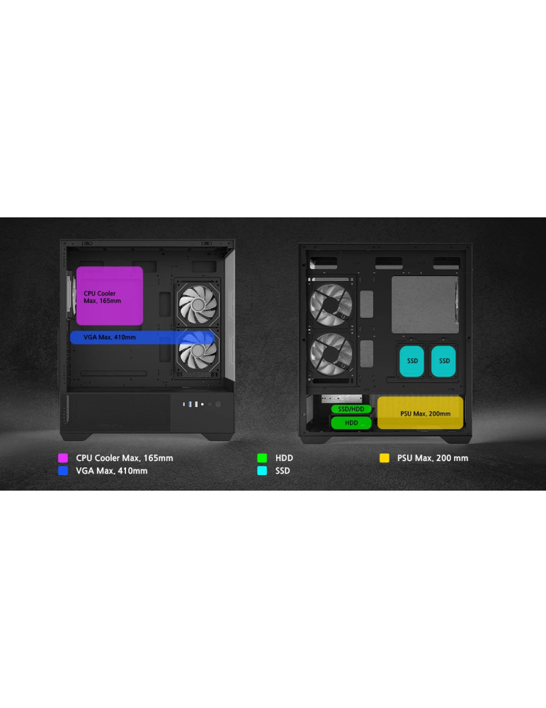 Компютърна кутия Zalman Chronix Black V2, ATX Middle Tower, Tempered Glass, 3x120mm A-RGB, USB-C - CHRONIX-BLACK-V2 - 19