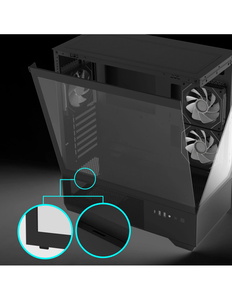 Компютърна кутия Zalman Chronix Black V2, ATX Middle Tower, Tempered Glass, 3x120mm A-RGB, USB-C - CHRONIX-BLACK-V2 - 20