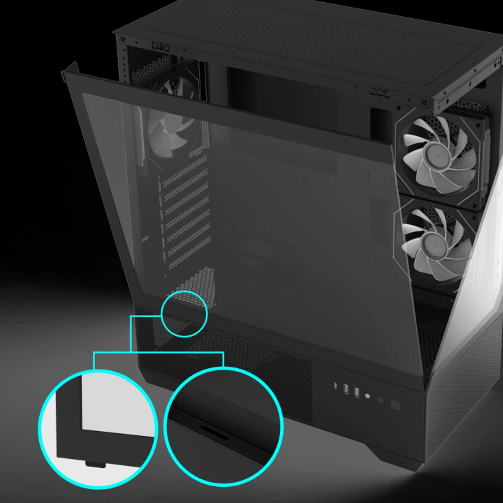 Компютърна кутия Zalman Chronix Black V2, ATX Middle Tower, Tempered Glass, 3x120mm A-RGB, USB-C - CHRONIX-BLACK-V2 - 20