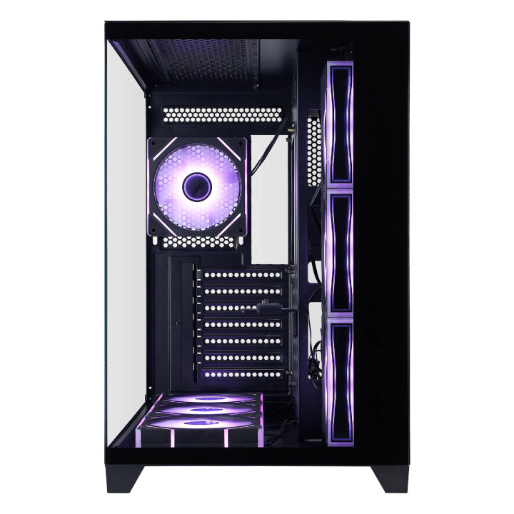 Кутия 1stPlayer MEGAVIEW MV8 Black, ATX/mATX/Mini-ITX, Middle Tower, 7x120mm A-RGB вентилатора, Tempered Glass, Черна - MV8-TP-B