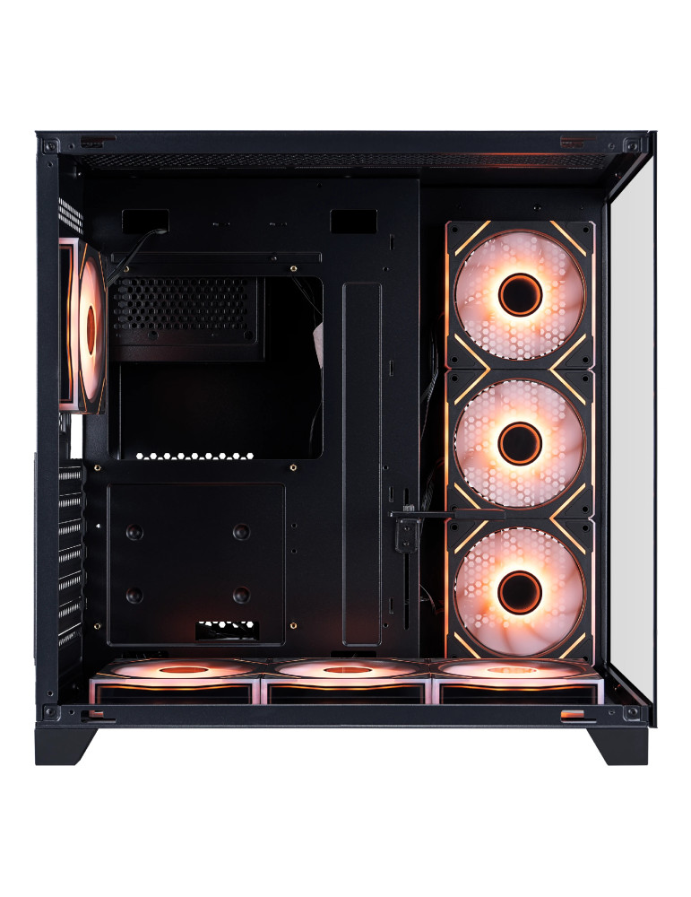 Кутия 1stPlayer MEGAVIEW MV8 Black, ATX/mATX/Mini-ITX, Middle Tower, 7x120mm A-RGB вентилатора, Tempered Glass, Черна - MV8-TP-B
