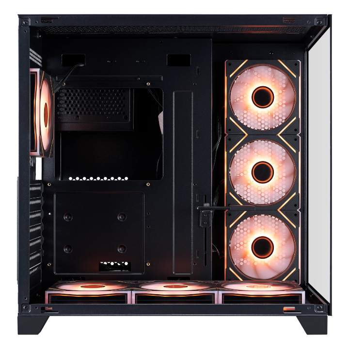 Кутия 1stPlayer MEGAVIEW MV8 Black, ATX/mATX/Mini-ITX, Middle Tower, 7x120mm A-RGB вентилатора, Tempered Glass, Черна - MV8-TP-B