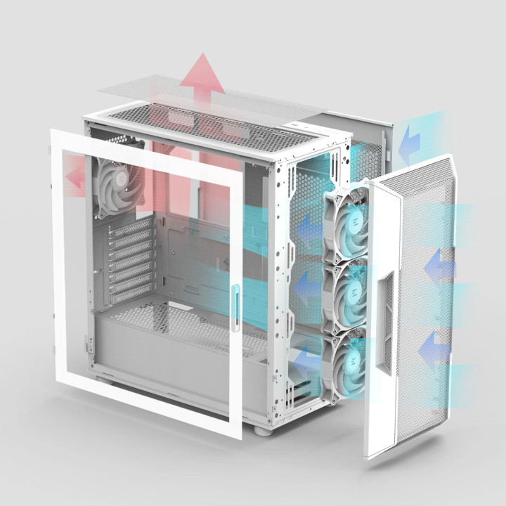 Кутия Zalman I3 NEO V2 White, ATX/mATX/Mini-ITX, Middle Tower, Tempered Glass, RGB (4 вентилатора), Mesh - I3-NEO-V2 - 10