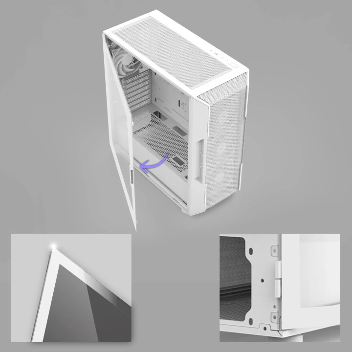Кутия Zalman I3 NEO V2 White, ATX/mATX/Mini-ITX, Middle Tower, Tempered Glass, RGB (4 вентилатора), Mesh - I3-NEO-V2 - 15