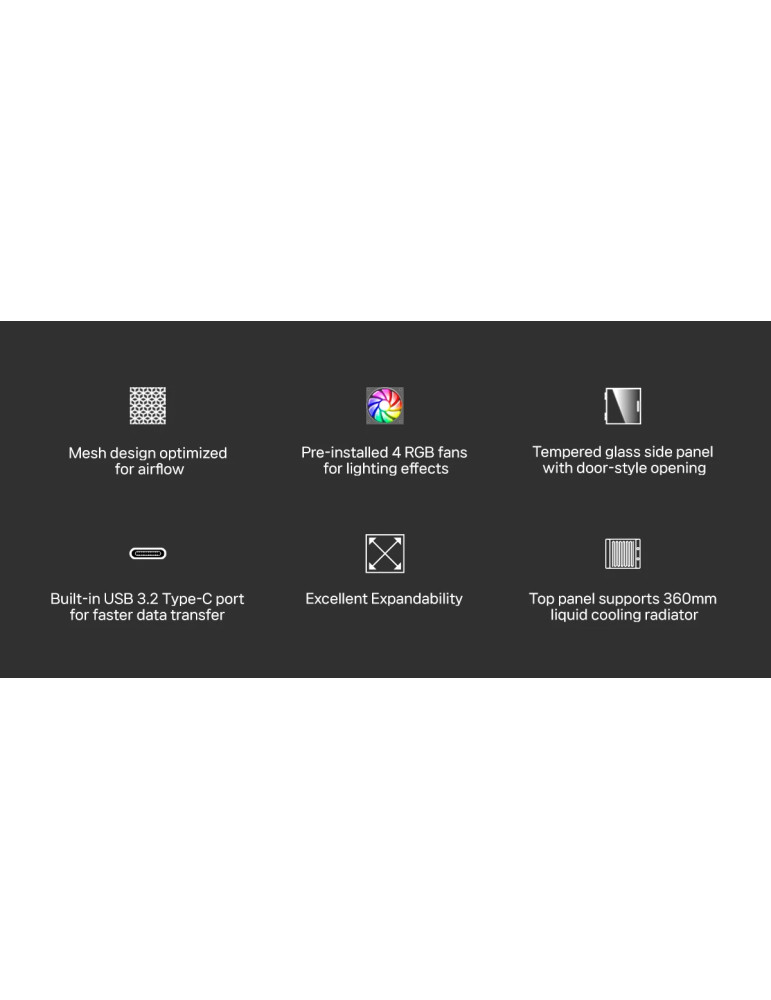 Кутия Zalman I3 NEO V2 White, ATX/mATX/Mini-ITX, Middle Tower, Tempered Glass, RGB (4 вентилатора), Mesh - I3-NEO-V2 - 16