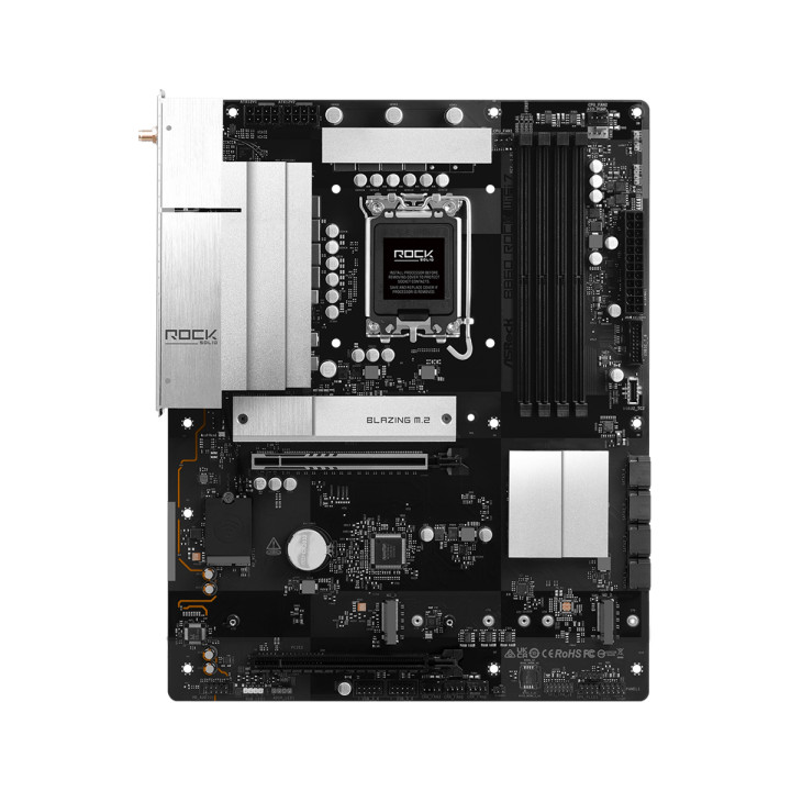 Дънна платка ASROCK B860 Rock Wi-Fi 7, Socket 1851, Intel B860 Chipset, 4x DDR5, 1x PCIe 5.0 x16, ATX - 4711589494176 - 2