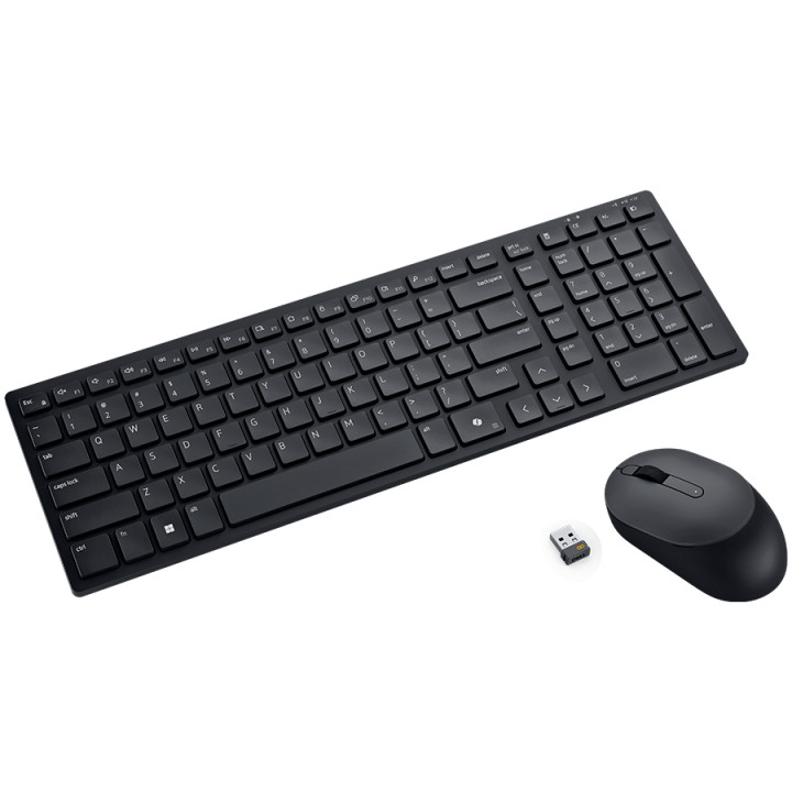 Bluetooth комплект клавиатура и мишка Dell KM555, безжична, Bluetooth/RF, Full-Size QWERTY, оптична мишка, черна - KM555 - 1