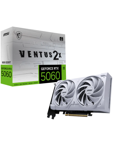 Видео карта MSI NVIDIA GeForce RTX 5060 VENTUS 2X WHITE, 8GB GDDR7, 128-bit, 2512MHz, PCIe 5.0, 3xDP 2.1b, HDMI 2.1b - 4711377344302