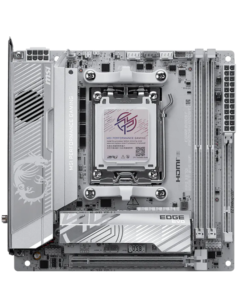 Дънна платка MSI MPG X870I EDGE TI EVO WIFI, Mini-ITX AM5, DDR5 10000MHz, PCIe 5.0 x16, 3x M.2, WiFi 7 - 4711377401463 - 2