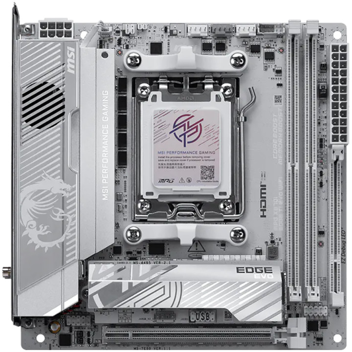 Дънна платка MSI MPG X870I EDGE TI EVO WIFI, Mini-ITX AM5, DDR5 10000MHz, PCIe 5.0 x16, 3x M.2, WiFi 7 - 4711377401463 - 2