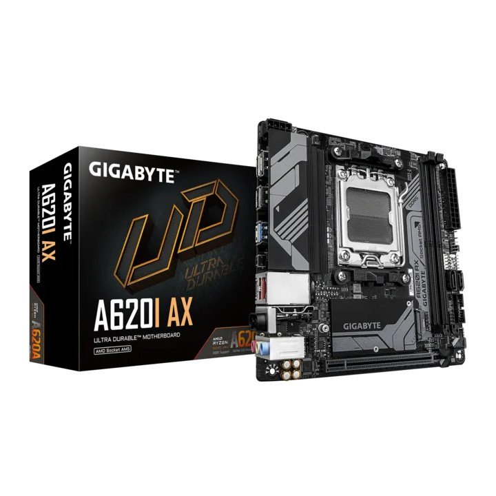 Дънна платка GIGABYTE A620I AX, AM5, Mini-ITX, DDR5, PCIe 4.0, Wi-Fi 6E - 4719331855826 - 1