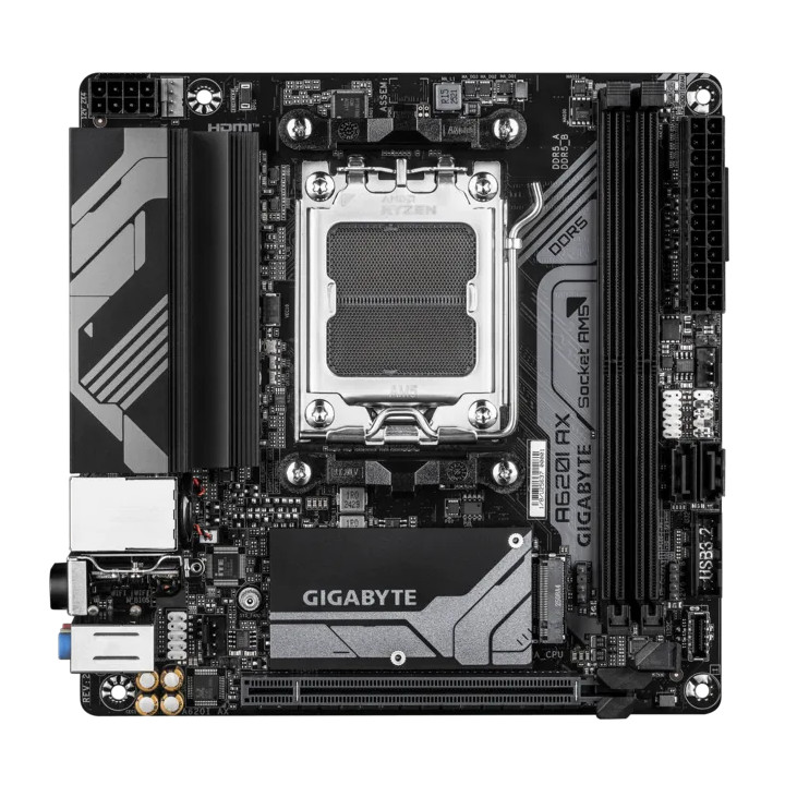 Дънна платка GIGABYTE A620I AX, AM5, Mini-ITX, DDR5, PCIe 4.0, Wi-Fi 6E - 4719331855826 - 2