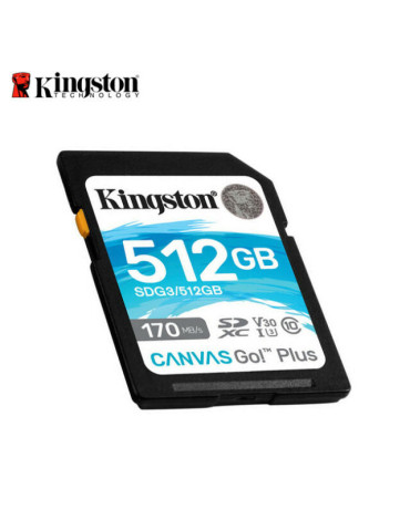 SD карта Kingston Canvas Go+ 512GB, UHS-I CL10, 170/90MB/s - SDG3/512GB - 1