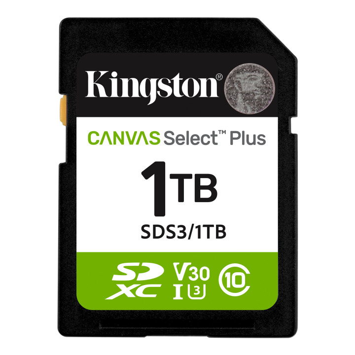 SD карта Kingston Canvas Select Plus G3, 1TB, UHS-I Class 10 U3 V30, 150MB/s - SDC3/1TB - 1
