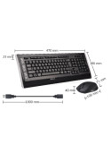 Безжична клавиатура с мишка A4TECH 9300F, Безжична, USB, 9 мултимедийни бутон - 5