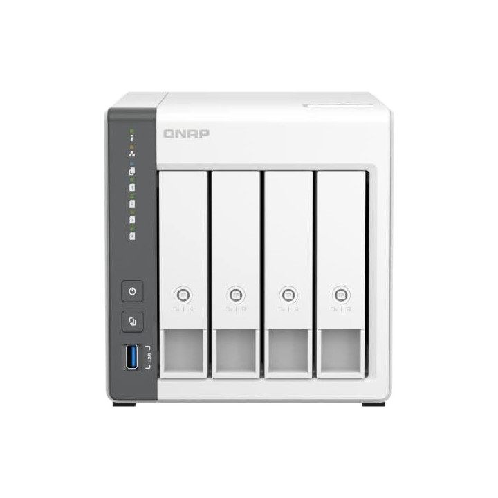 NAS устройство QNAP TS-433-4G-EU, 4-bay 3.5", ARM 4-core 2.0GHz, 4GB RAM, до 308TB, RAID 0/1/5/10, QTS 5.1.7 - 4711103080993 - 1