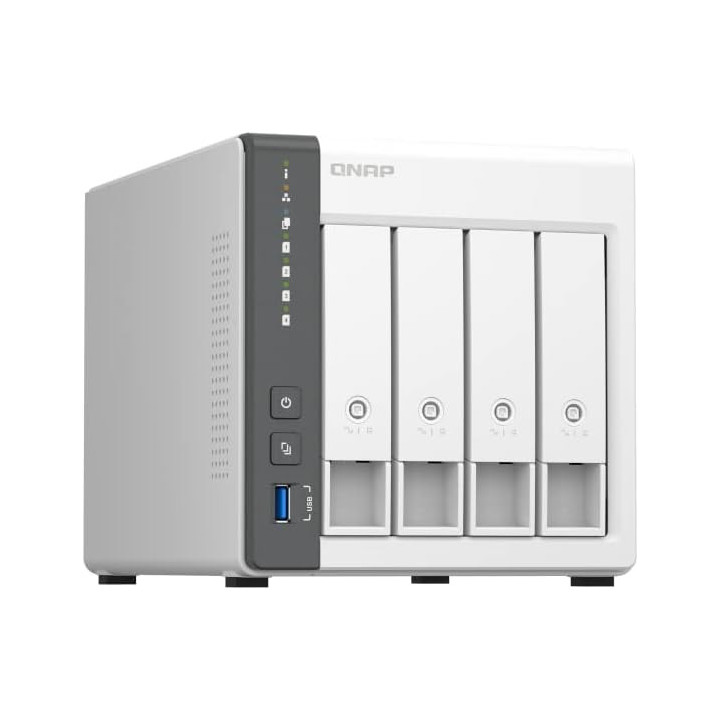 NAS устройство QNAP TS-433-4G-EU, 4-bay 3.5", ARM 4-core 2.0GHz, 4GB RAM, до 308TB, RAID 0/1/5/10, QTS 5.1.7 - 4711103080993 - 2