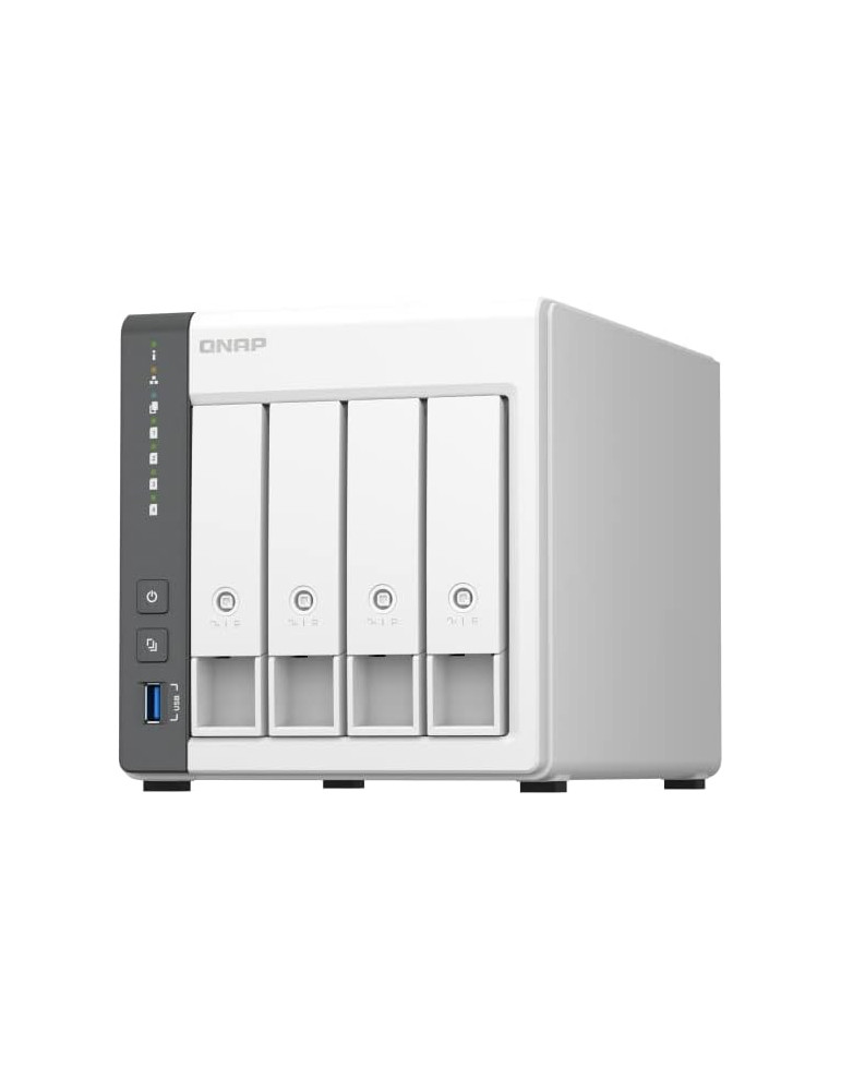 NAS устройство QNAP TS-433-4G-EU, 4-bay 3.5", ARM 4-core 2.0GHz, 4GB RAM, до 308TB, RAID 0/1/5/10, QTS 5.1.7 - 4711103080993 - 3