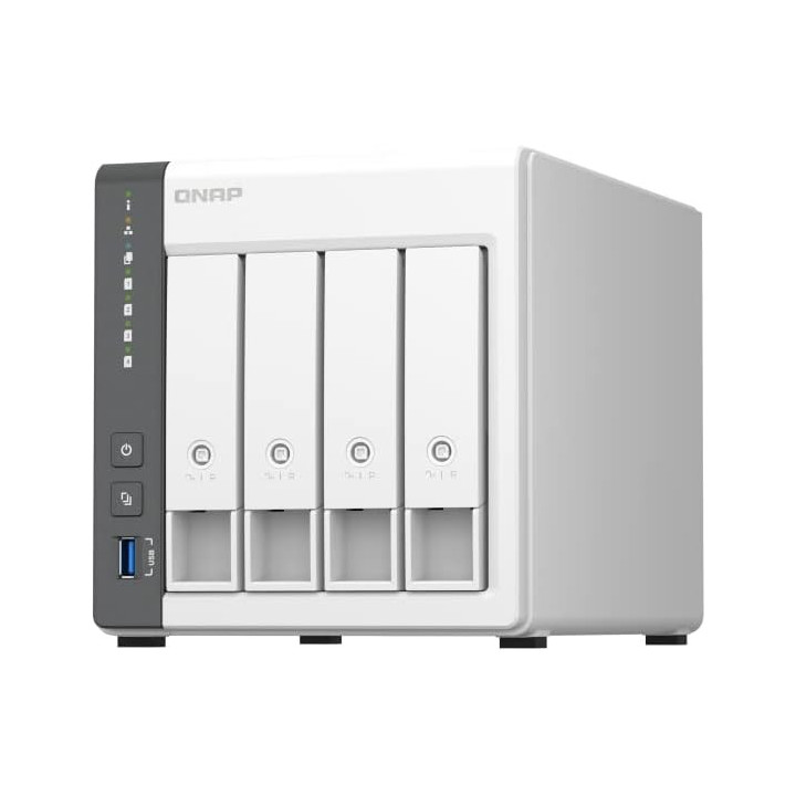 NAS устройство QNAP TS-433-4G-EU, 4-bay 3.5", ARM 4-core 2.0GHz, 4GB RAM, до 308TB, RAID 0/1/5/10, QTS 5.1.7 - 4711103080993 - 3