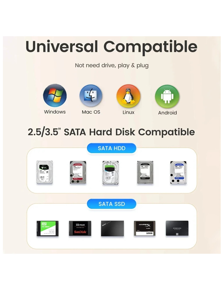 Докинг станция Orico DD18U3-EU-BK, 2.5"/3.5" SATA, USB-A, до 18TB, UASP - DD18U3-EU-BK - 6