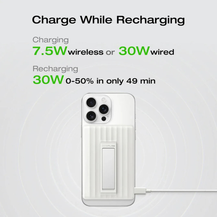 Преносима батерия Ecoflow Rapid Mag 10K Qi, 10000mAh, USB-C 30W, Wireless Charging 7.5W - EF-RAPIDQI1-10K-B-EU - 7