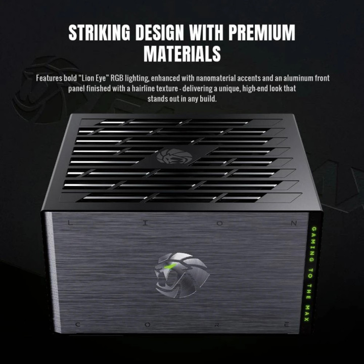 Захранване Gamemax Lion Core 1000P, 1000W ATX 3.1, 80Plus Platinum, Full Modular, 135mm вентилатор - 2155-1000R0002 - 4