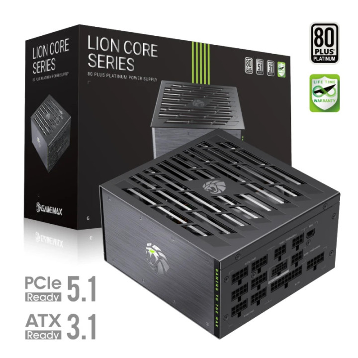 Захранване Gamemax Lion Core 1000P, 1000W ATX 3.1, 80Plus Platinum, Full Modular, 135mm вентилатор - 2155-1000R0002 - 10