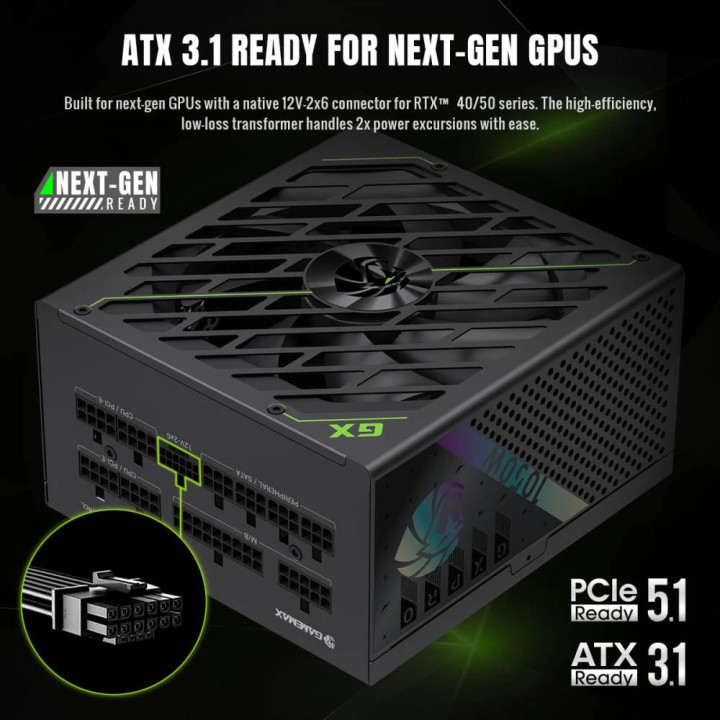Модулно захранване Gamemax GX PRO 1050G, 1050W ATX 3.1 Gold Modular - GX PRO 1050G - 4