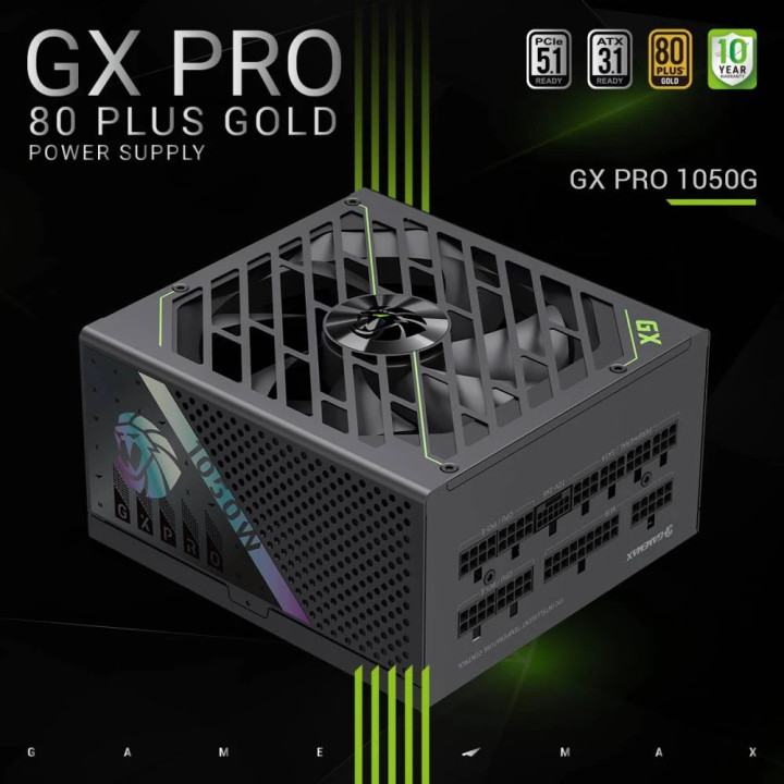 Модулно захранване Gamemax GX PRO 1050G, 1050W ATX 3.1 Gold Modular - GX PRO 1050G - 5