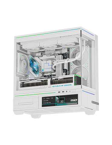 Кутия за компютър Thermalright TL-M10 Vision White, mATX, Mini Tower, 4x120mm ARGB, 9.16" LCD дисплей, USB-C - TL-M10-VISION-WH-