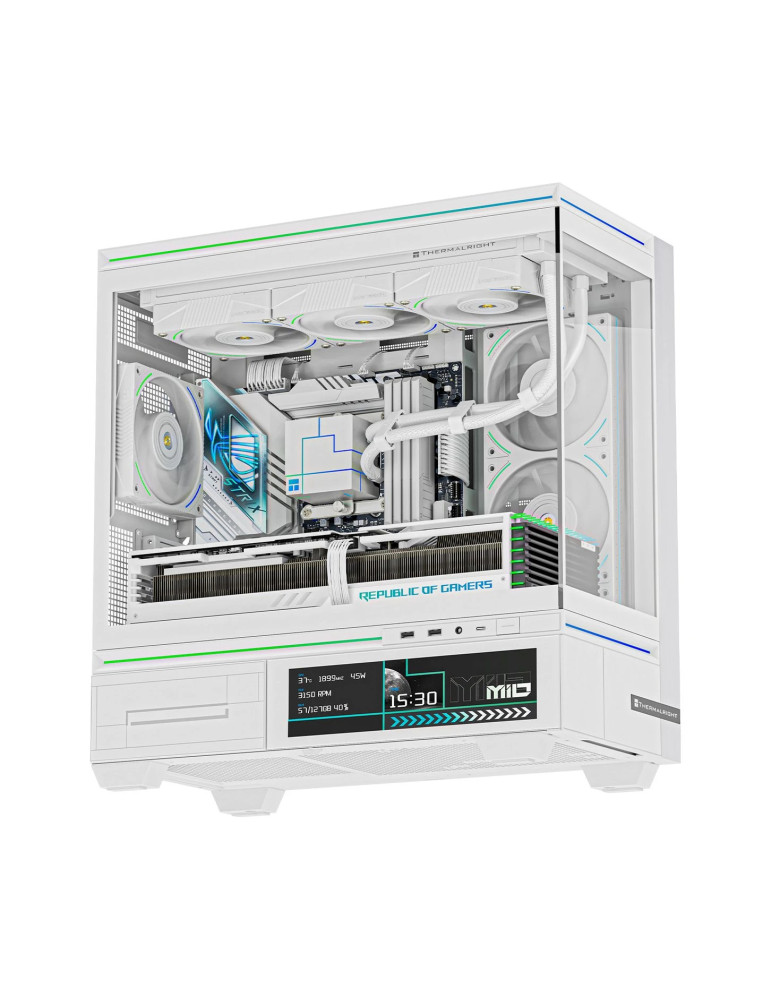 Кутия за компютър Thermalright TL-M10 Vision White, mATX, Mini Tower, 4x120mm ARGB, 9.16" LCD дисплей, USB-C - TL-M10-VISION-WH-